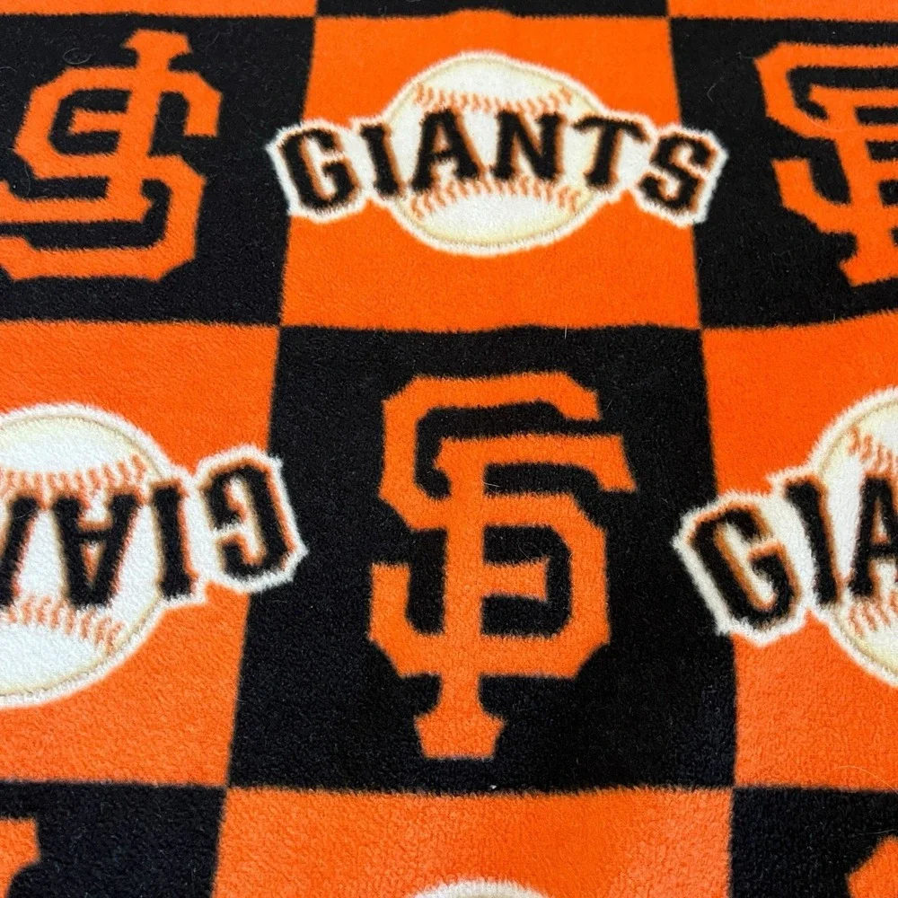 San Francisco Giants MLB Stadium Blanket Throw Fleece Checkered Satin Border